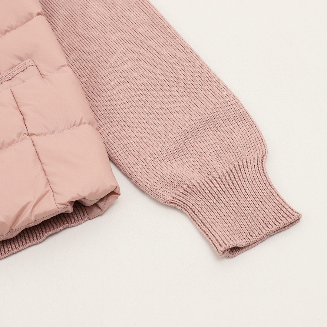 Moncler Quilted-Front Button Cardigan - Dusty Pink - detail 3