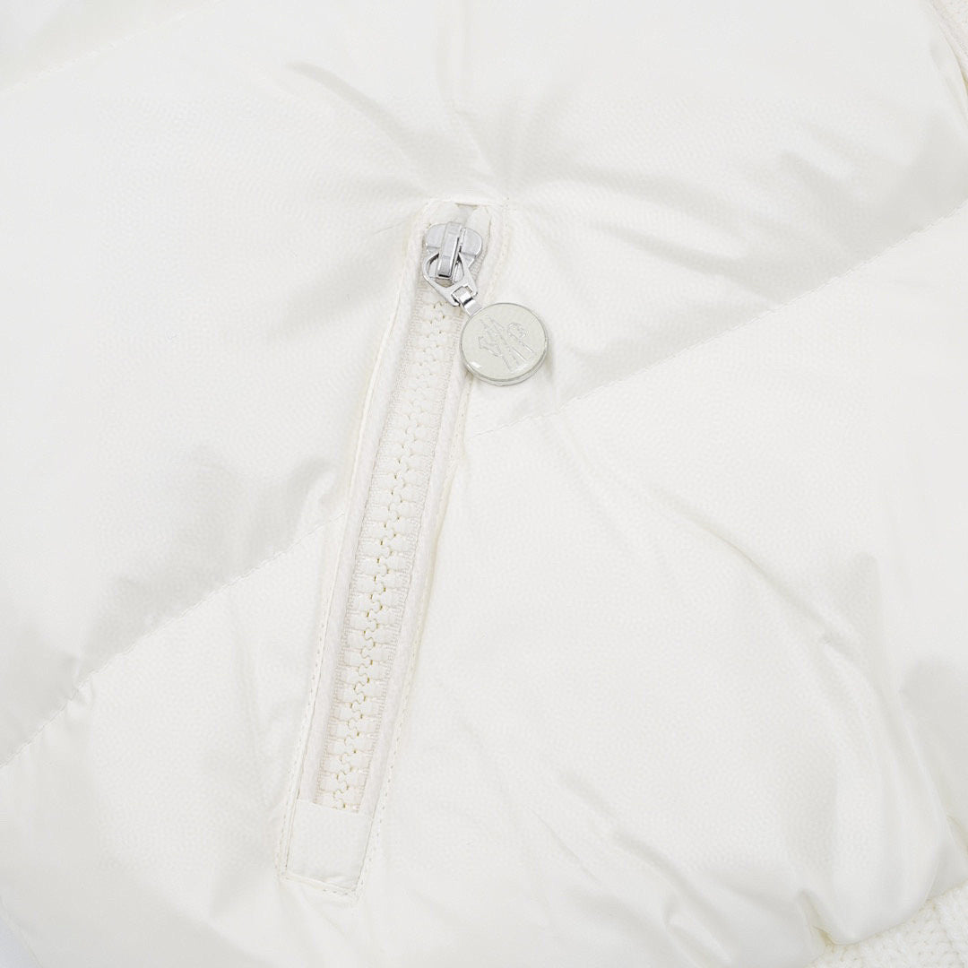 Moncler Padded Knit-Sleeve Bomber Jacket - Ivory - detail 3