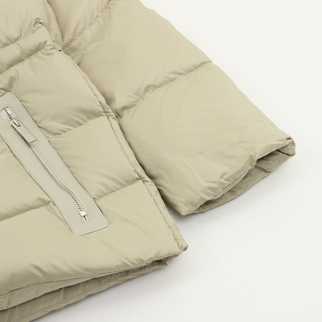 Moncler Drawstring Hooded Down Jacket - Light Khaki - detail 3