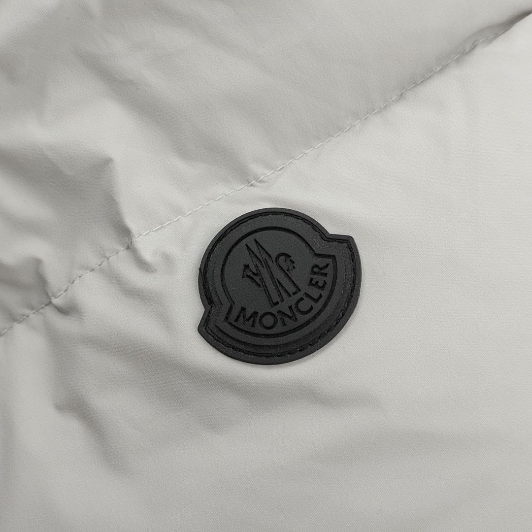 Moncler Embossed-Placket Hooded Down Jacket - Light Gray - detail 3
