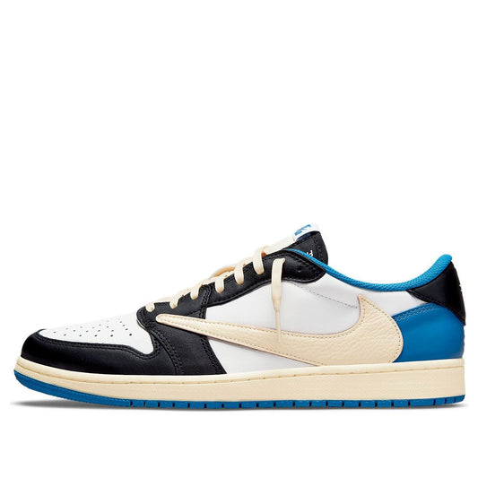 Air Jordan 1 Retro Low x Fragment Design x Travis Scott Sail Black Military Blue