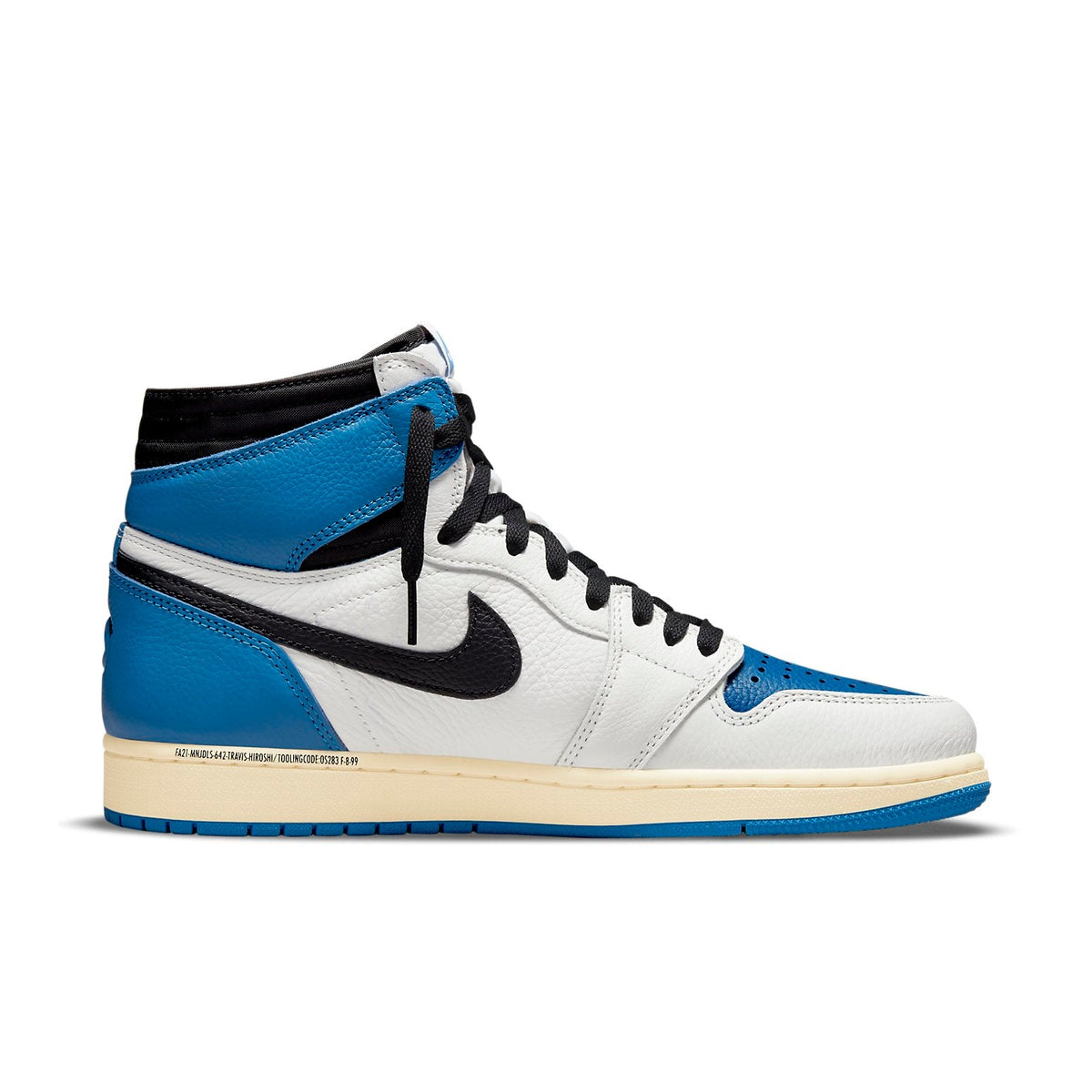 Air Jordan 1 Retro High x Fragment Design x Travis Scott Sail Black Military Blue Sneakers