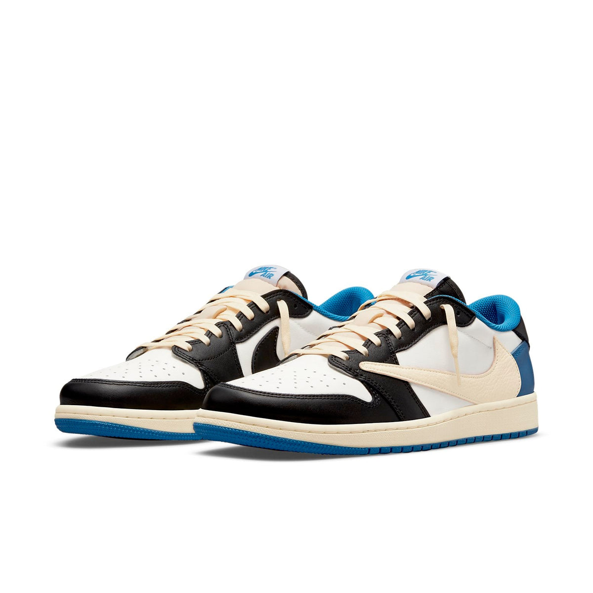 Air Jordan 1 Retro Low x Fragment Design x Travis Scott Sail Black Military Blue