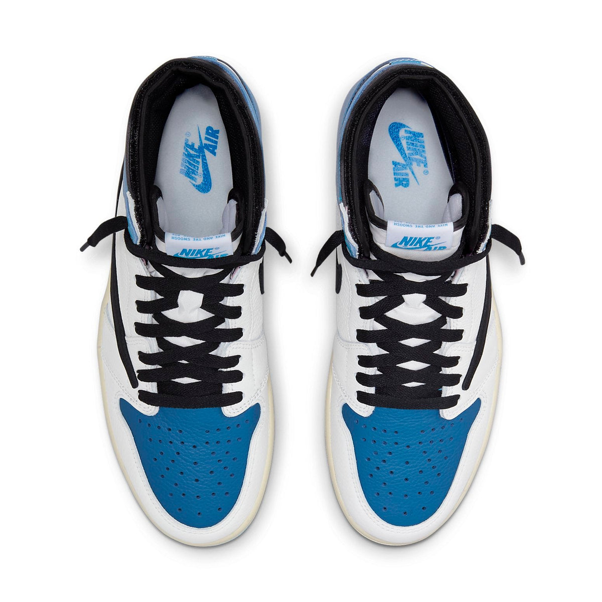 Air Jordan 1 Retro High x Fragment Design x Travis Scott Sail Black Military Blue Sneakers