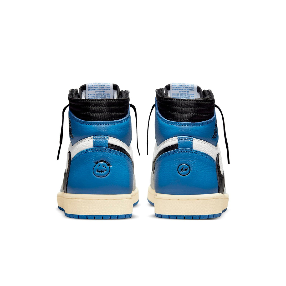 Air Jordan 1 Retro High x Fragment Design x Travis Scott Sail Black Military Blue Sneakers