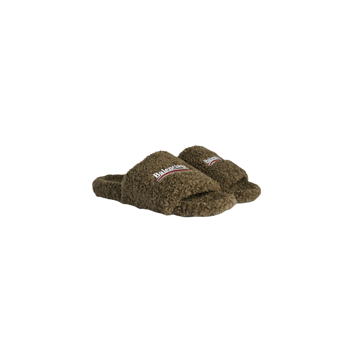 Balenciaga Furry Slide - Olive - Balenciaga