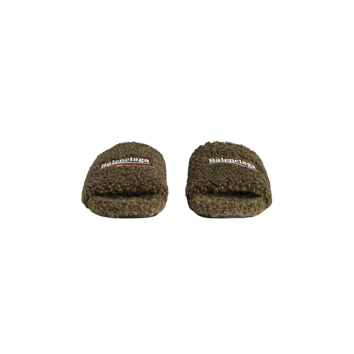 Balenciaga Furry Slide - Olive