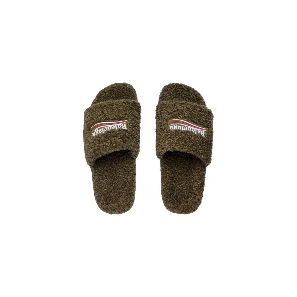 Balenciaga Furry Slide - Olive - Balenciaga
