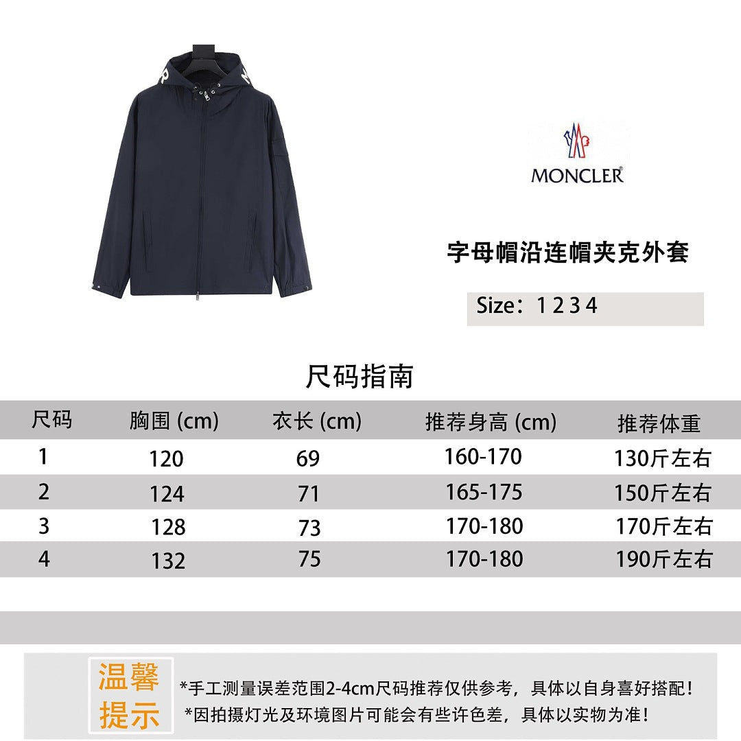 Moncler Sassiere Hood Print Logo Hooded Zip Jacket – Men’s, Navy Blue