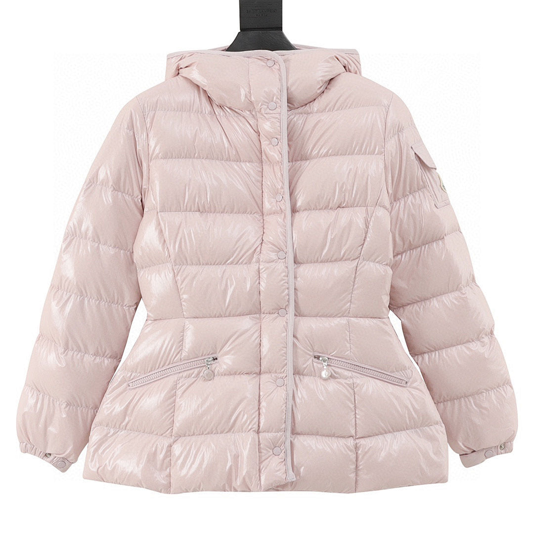 Moncler Barante Women's Fitted Hooded Down Jacket - Blush Pink - front view