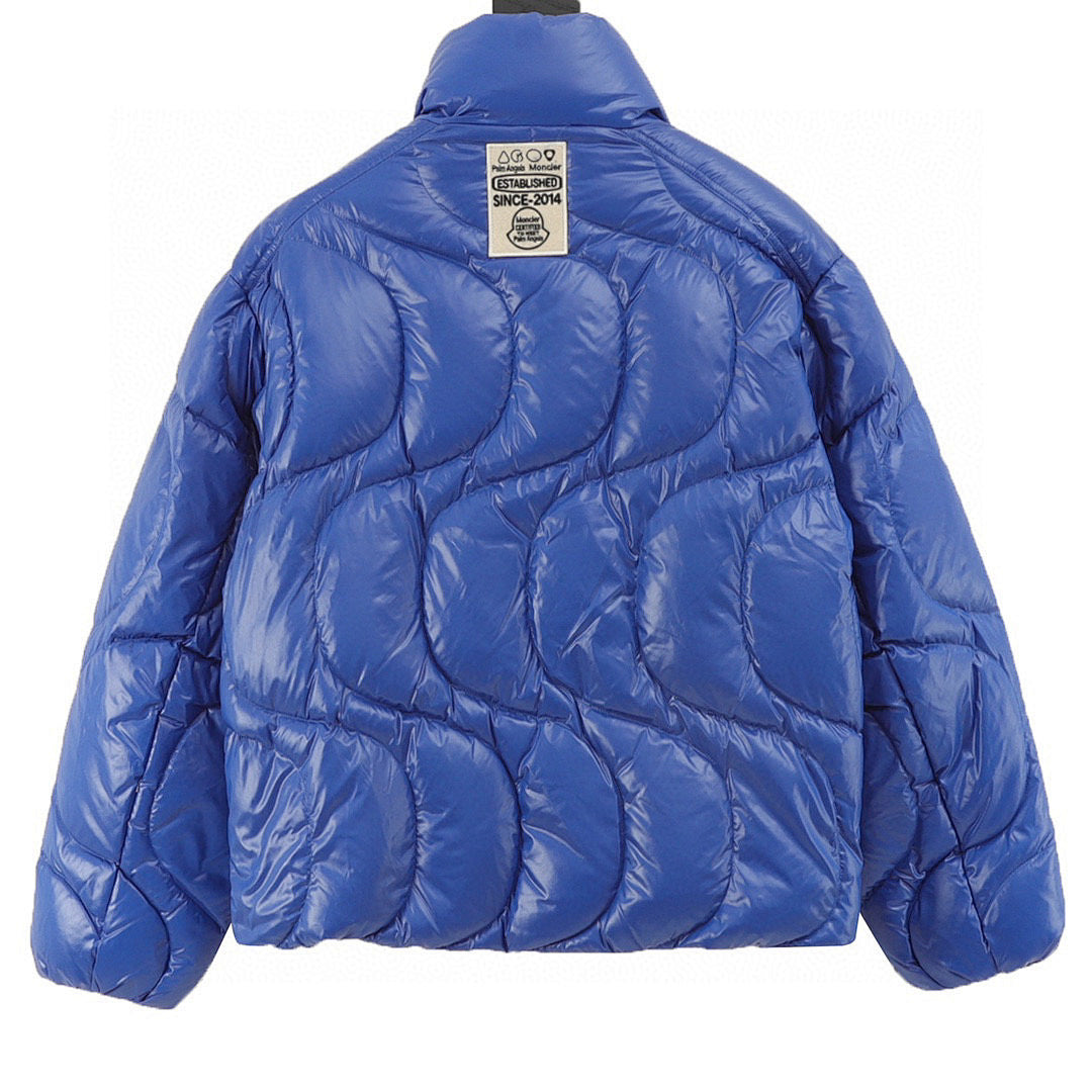 Moncler Palm Angels Wave-Quilted Down Jacket - Cobalt Blue - back view