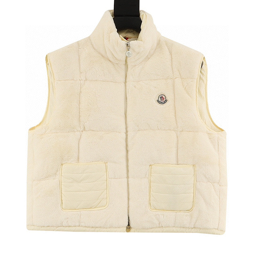 Moncler Arques Women's Box-Quilted Down Vest - Ivory - front view