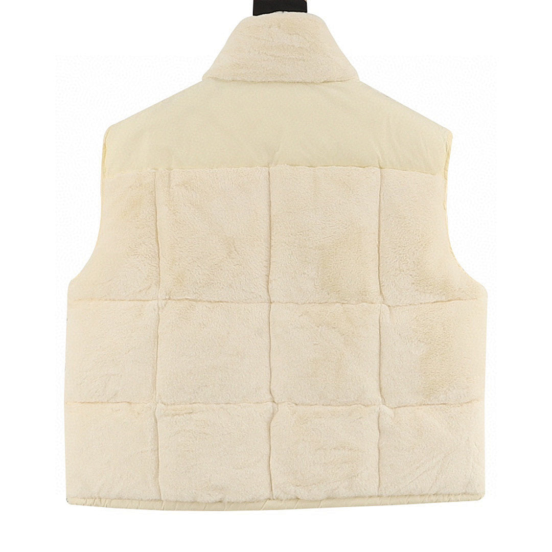 Moncler Arques Women's Box-Quilted Down Vest - Ivory - back view