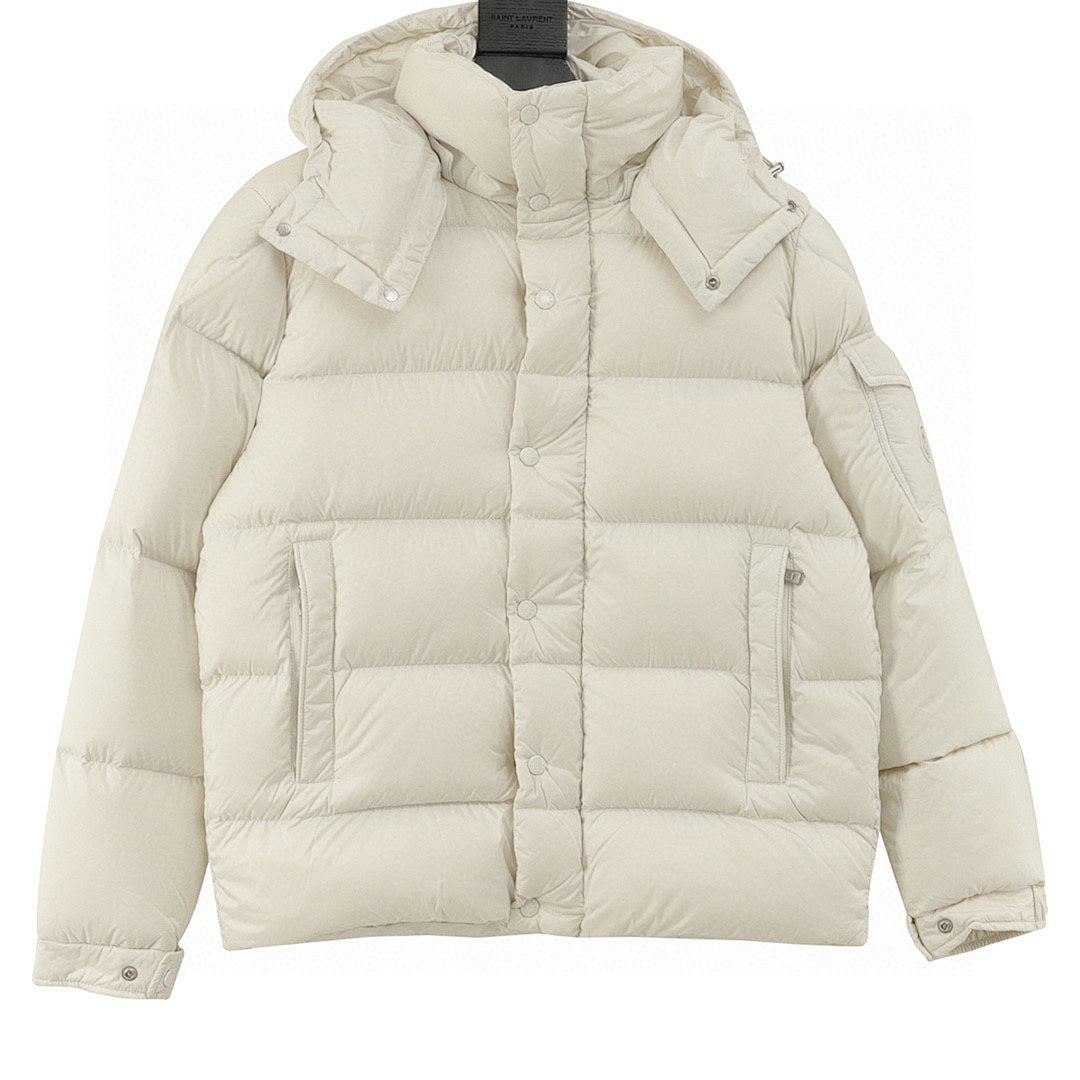 Moncler Maya Matte Hooded Down Jacket - Ivory - front view