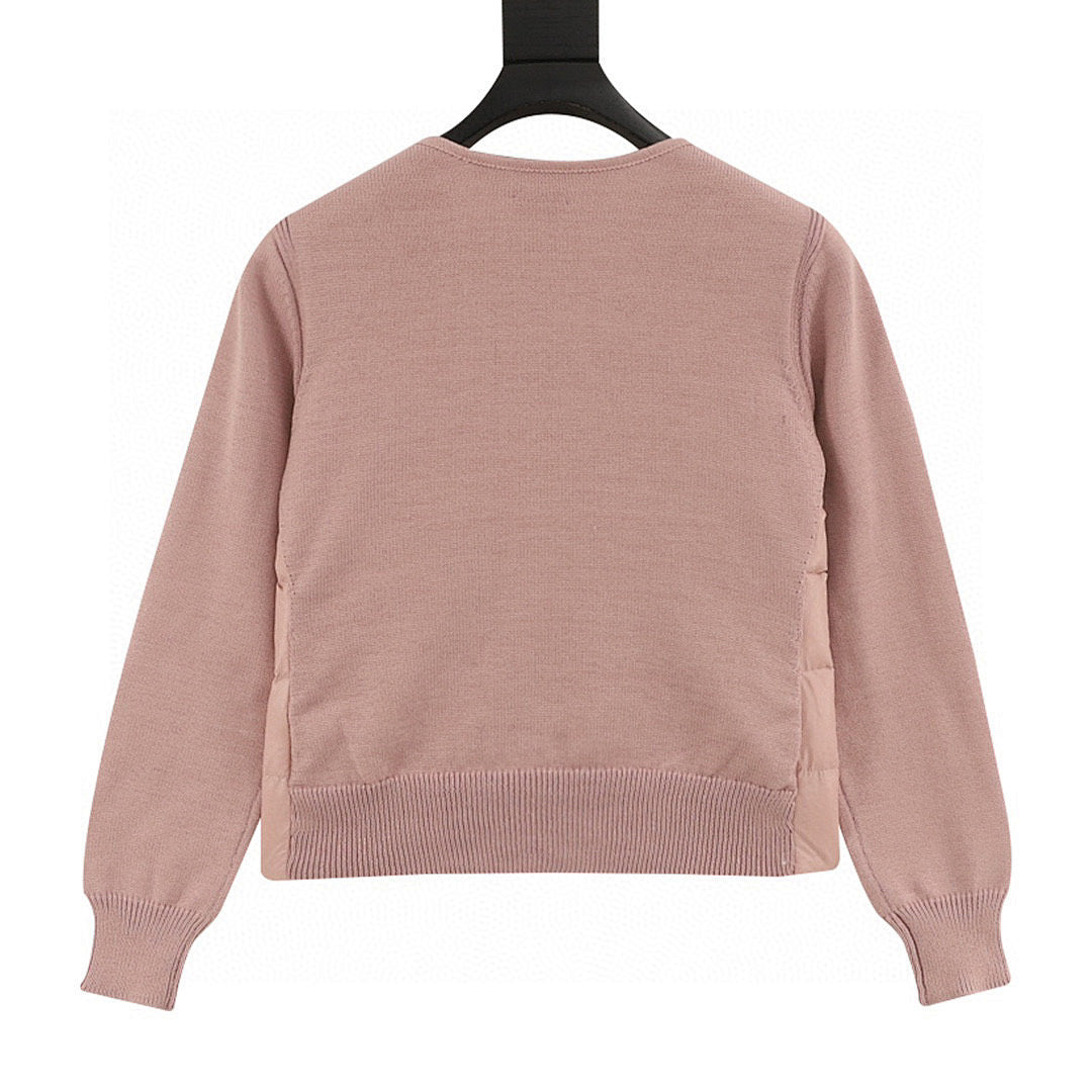 Moncler Quilted-Front Button Cardigan - Dusty Pink - back view