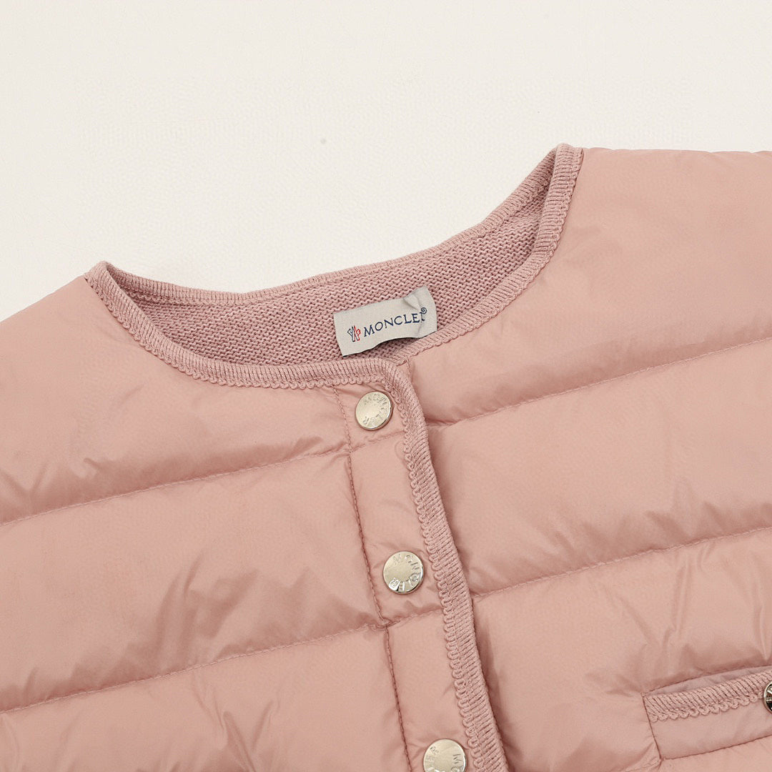 Moncler Quilted-Front Button Cardigan - Dusty Pink - detail 1