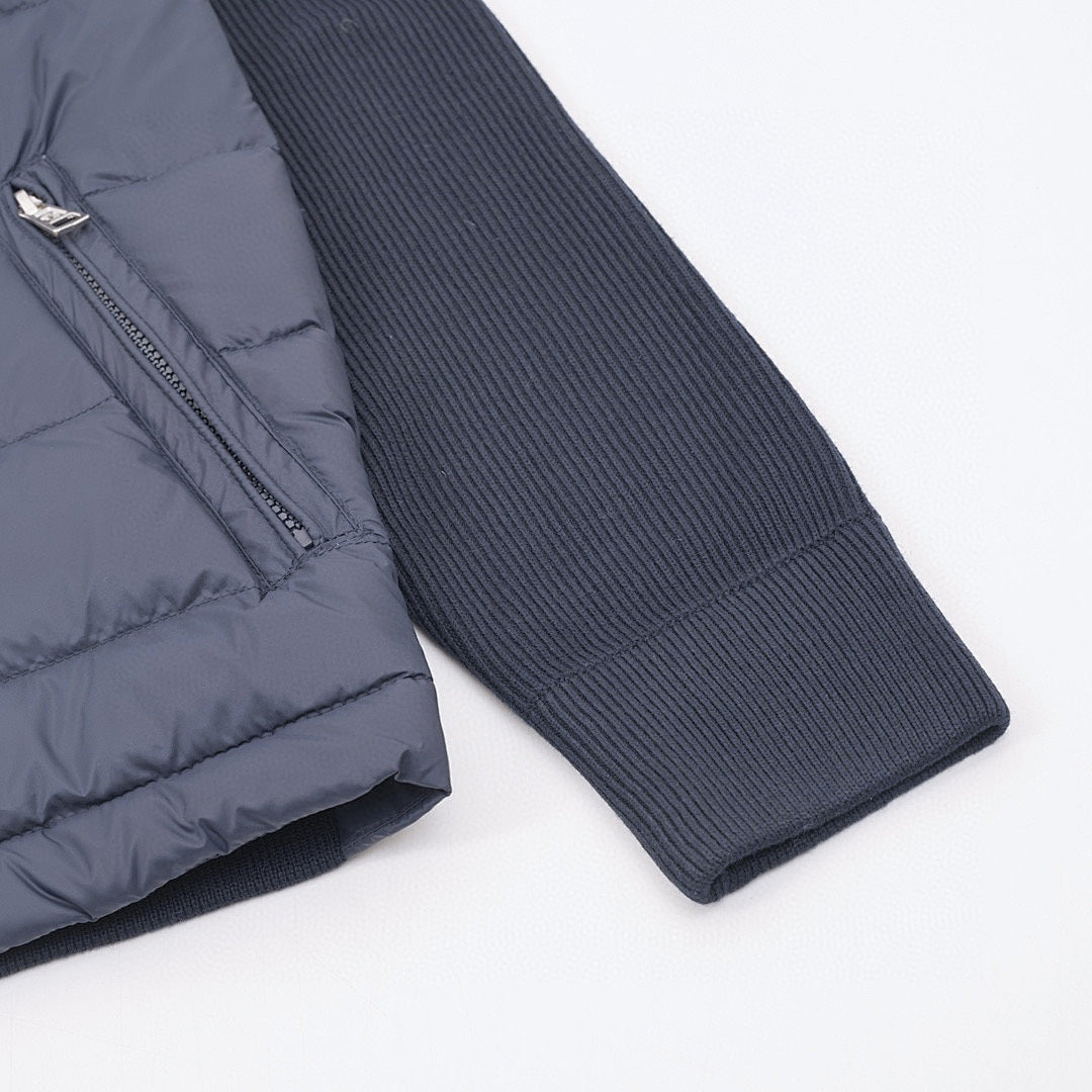 Moncler Hooded Quilted-Front Zip Cardigan - Navy - detail 3