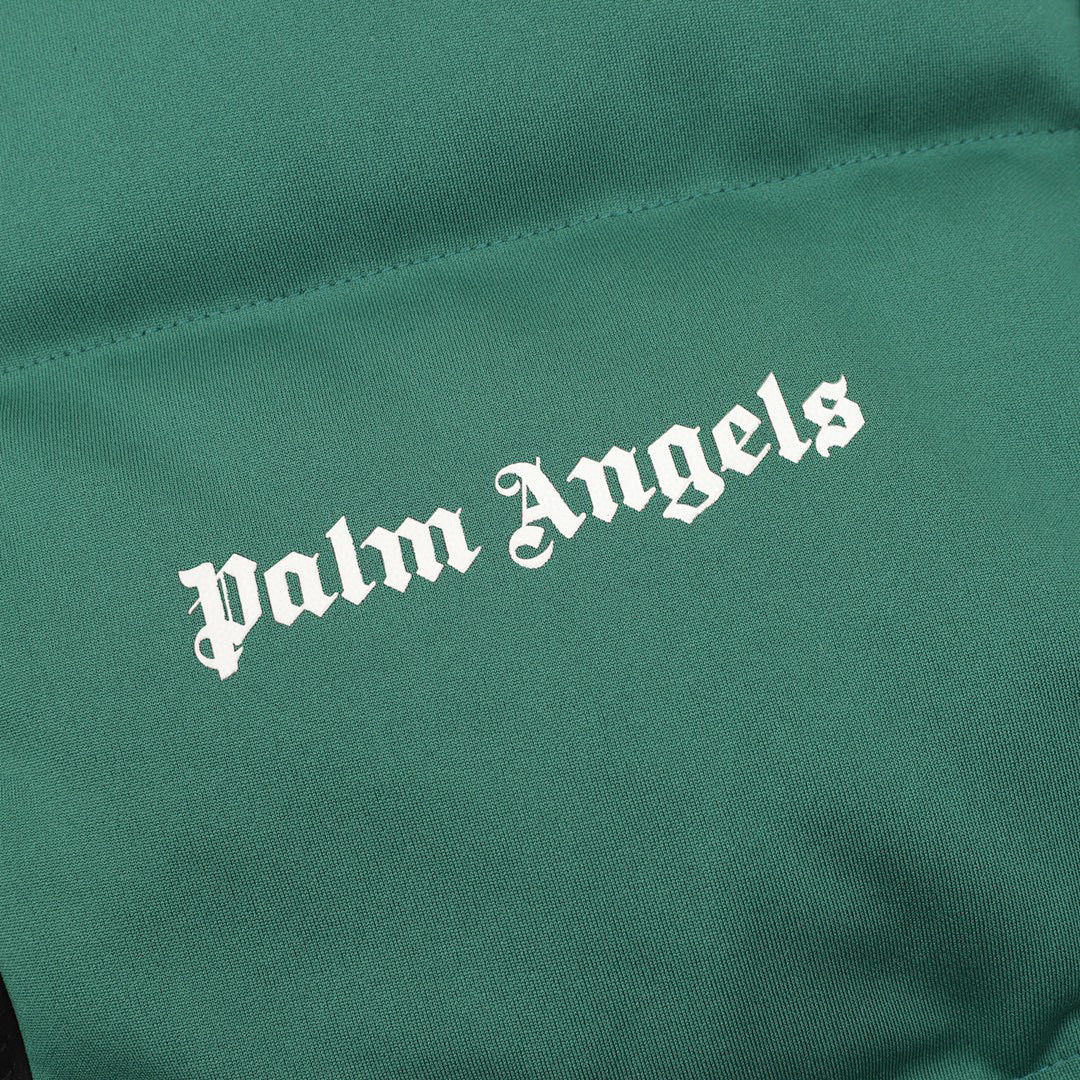 Moncler Palm Angels Striped-Sleeve Down Jacket - Green - detail 2