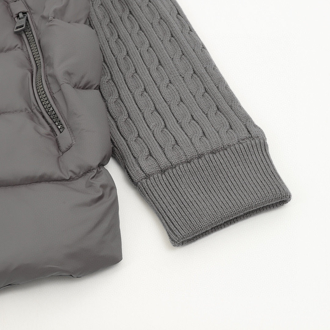 Moncler Men's Striped-Sleeve Padded Zip Cardigan - Gray - detail 2