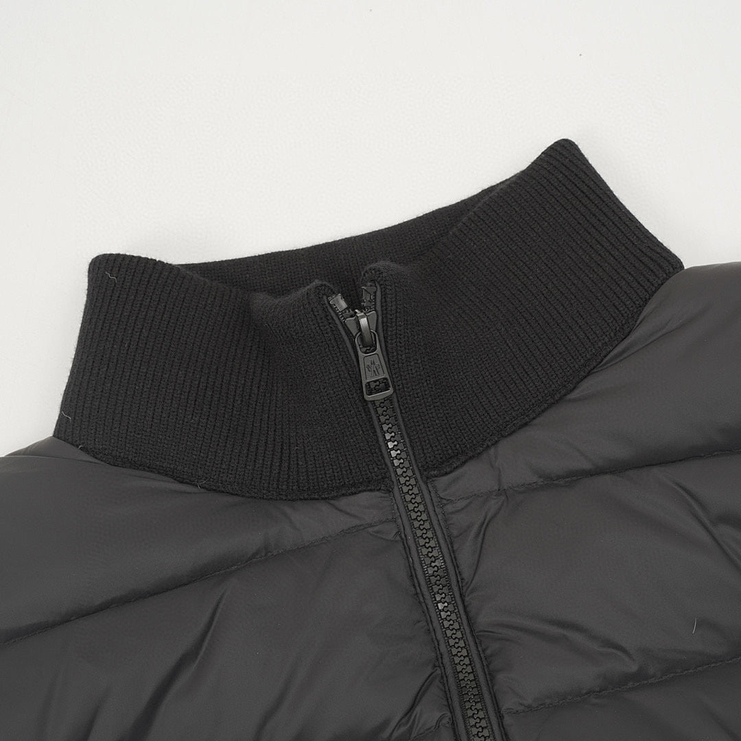 Moncler Men's Striped-Sleeve Padded Zip Cardigan - Black - detail 1
