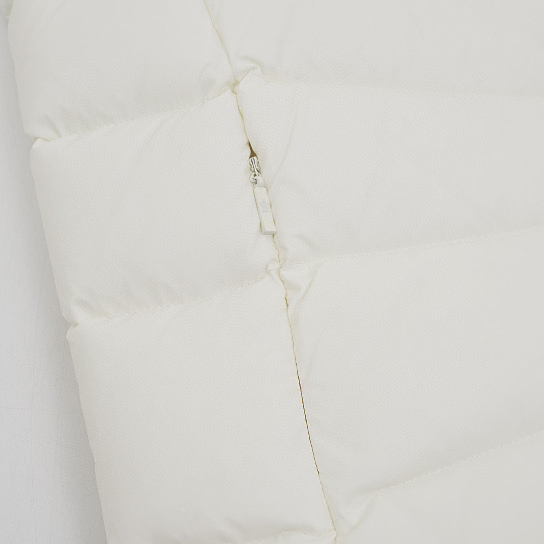 Moncler Chevron-Quilted Knit-Sleeve Jacket - Ivory - detail 2