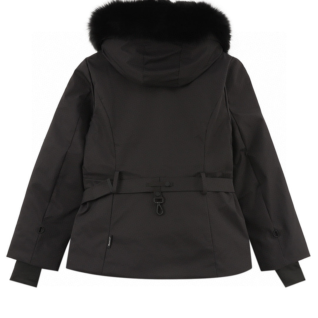 Moncler Bauges Belted Hooded Down Jacket - Black - back view
