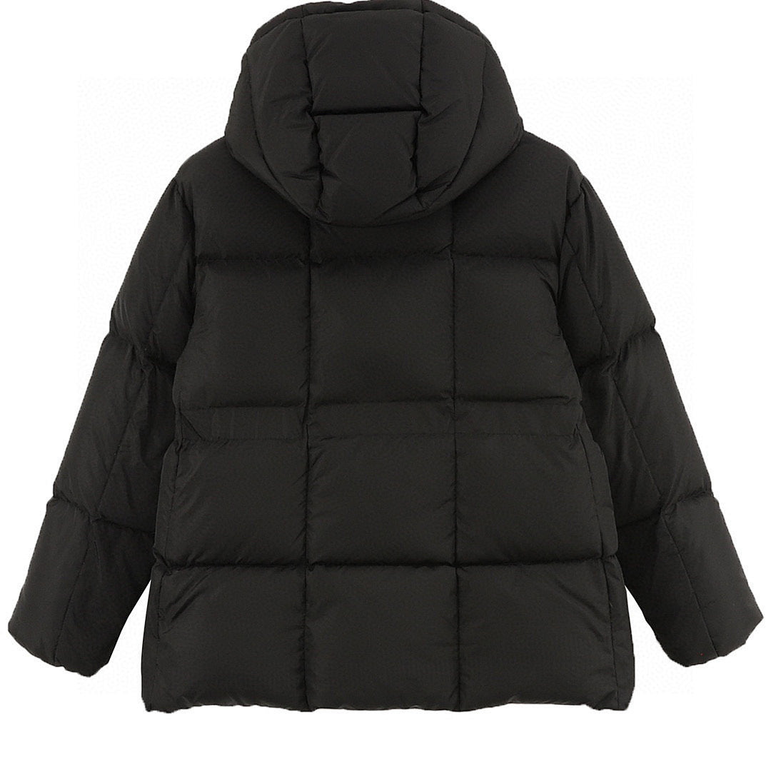 Moncler Agneux Women's Fitted Hooded Down Jacket - Black - back view
