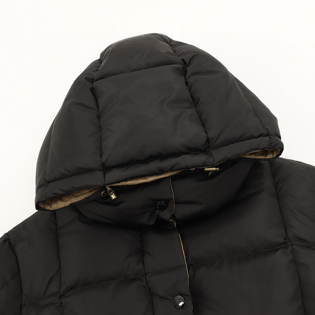 Moncler Agneux Women's Fitted Hooded Down Jacket - Black - detail 1