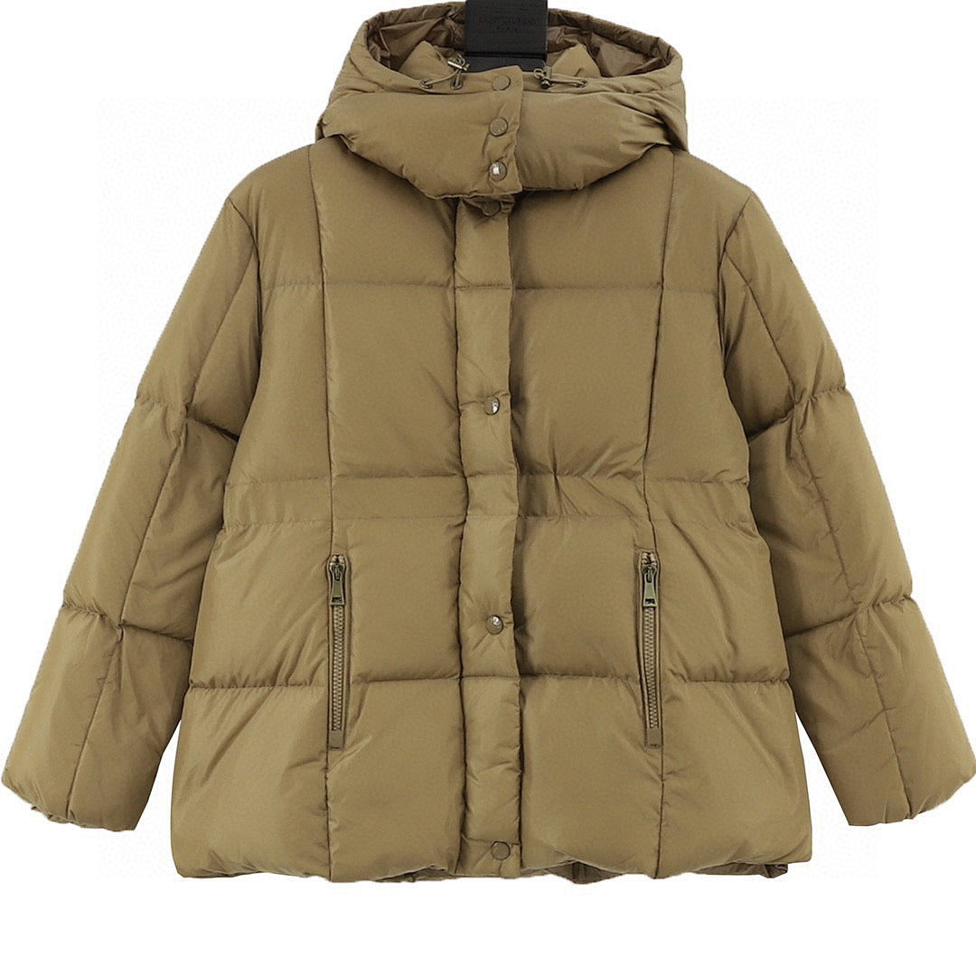 Moncler Agneux Women's Fitted Hooded Down Jacket - Olive - front view