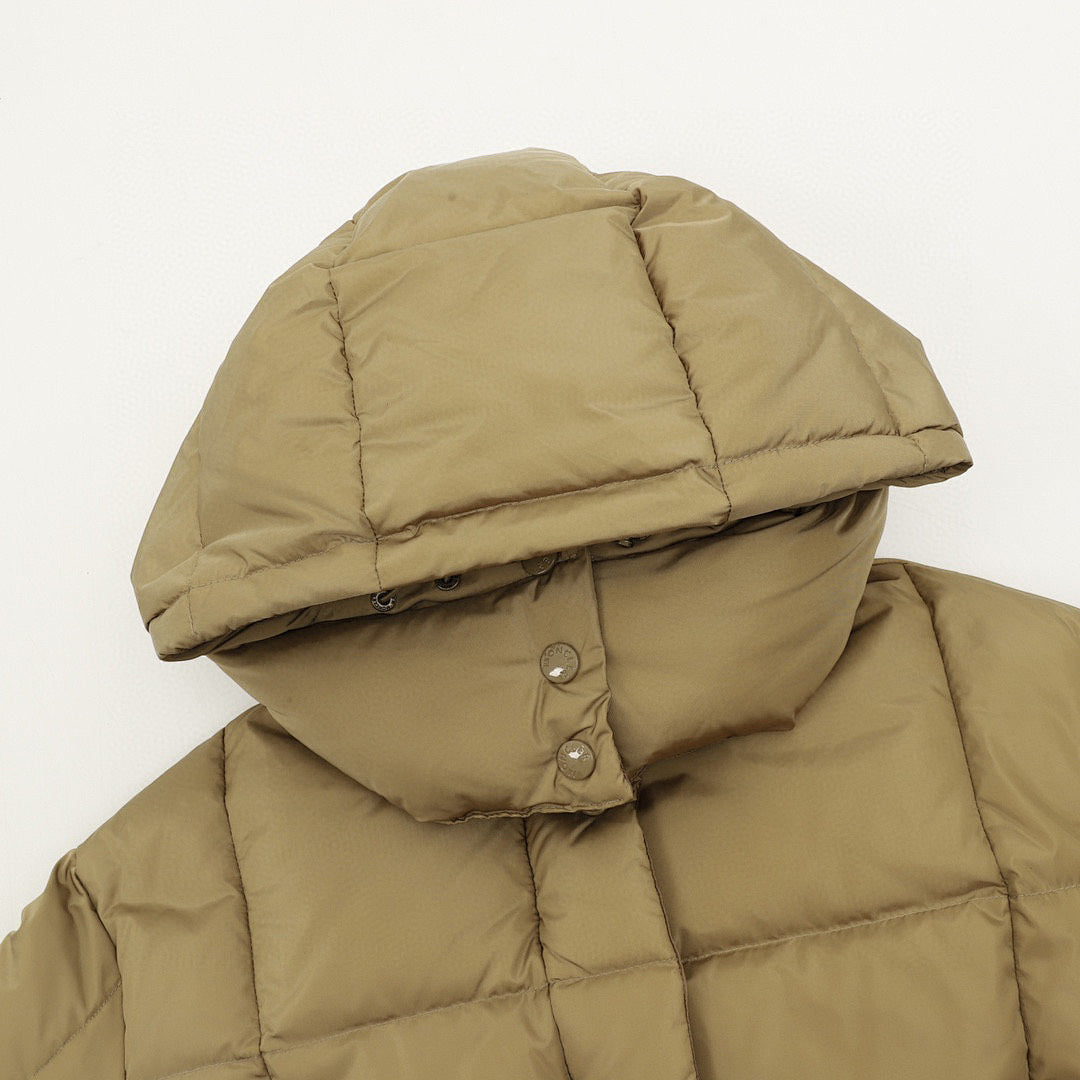 Moncler Agneux Women's Fitted Hooded Down Jacket - Olive - detail 1