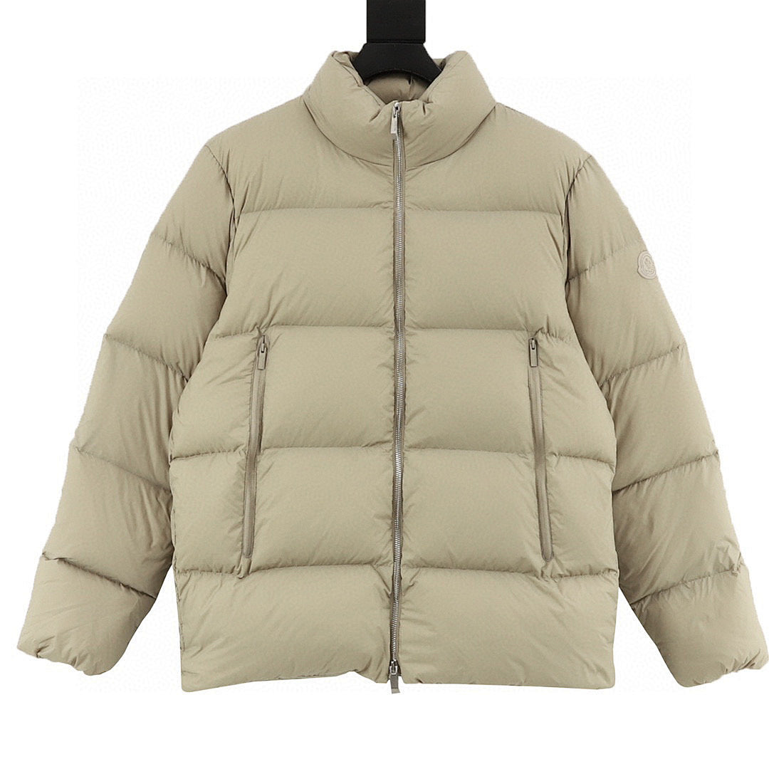 Moncler Matte Stand-Collar Down Jacket - Beige - front view