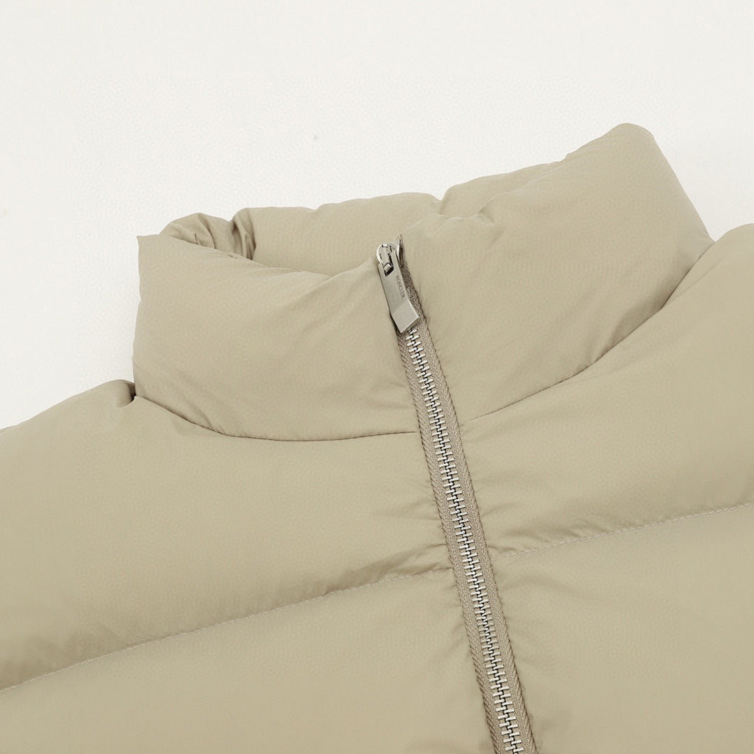 Moncler Matte Stand-Collar Down Jacket - Beige - detail 1