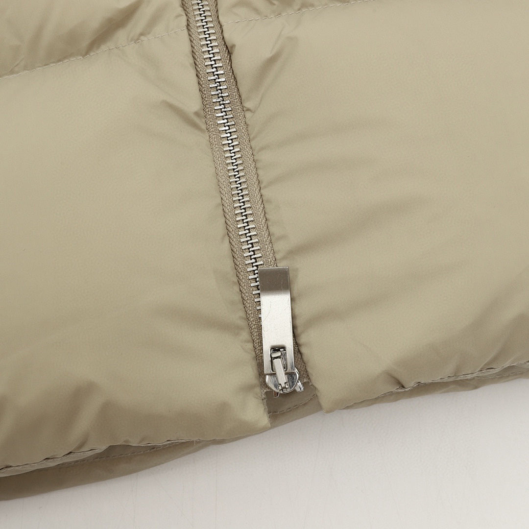 Moncler Matte Stand-Collar Down Jacket - Beige - detail 3