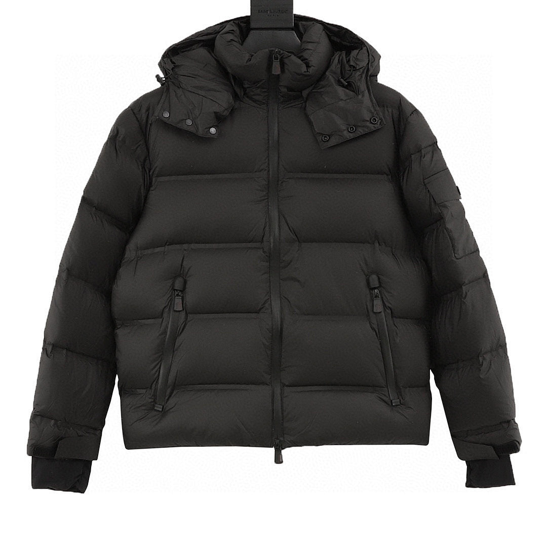 Moncler Hooded Down Jacket with Inner Cuffs - Black - front view