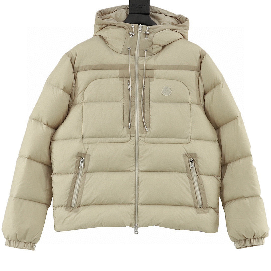 Moncler Twin-Zip Pocket Hooded Down Jacket - Beige - front view