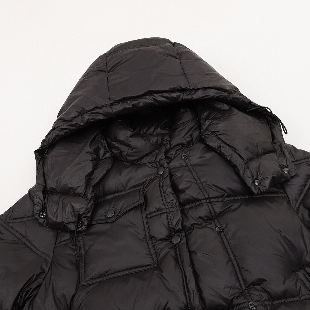 Moncler Women's Box-Quilted Hooded Down Jacket - Black - detail 1