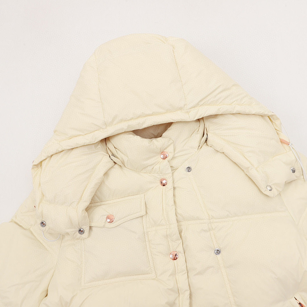Moncler Women's Box-Quilted Hooded Down Jacket - Ivory - detail 1