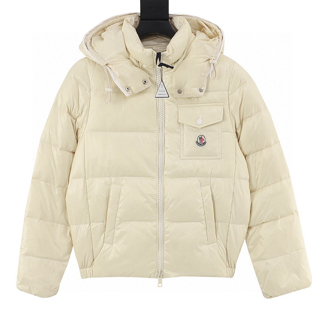 Moncler Andro Women's Short Hooded Down Jacket - Ivory - front view