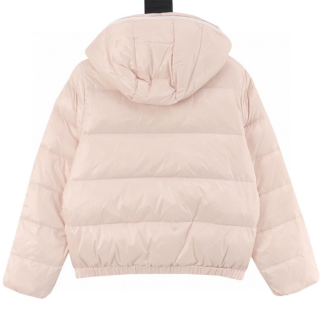 Moncler Andro Women's Short Hooded Down Jacket - Blush Pink - back view