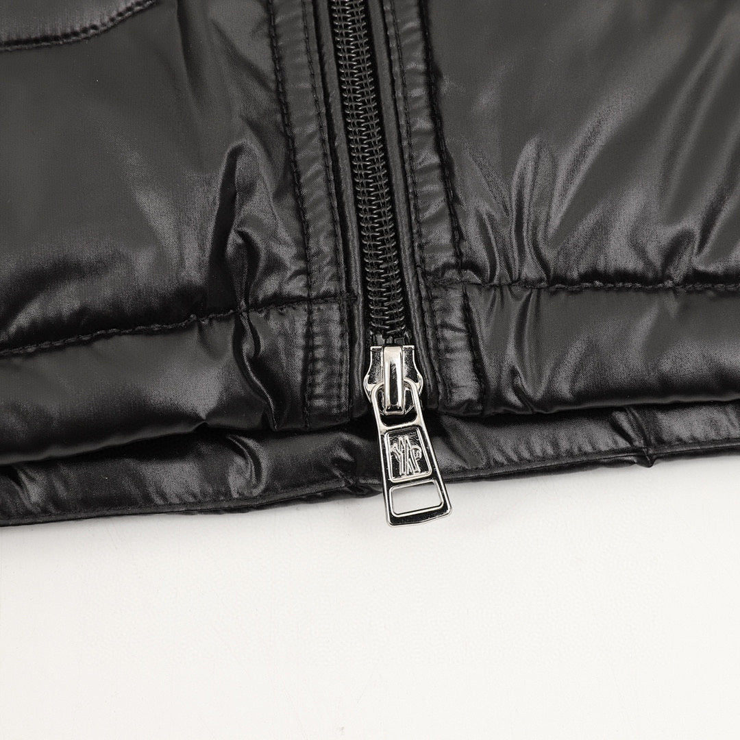 Moncler Glossy Stand-Collar Down Jacket - Black - detail 3
