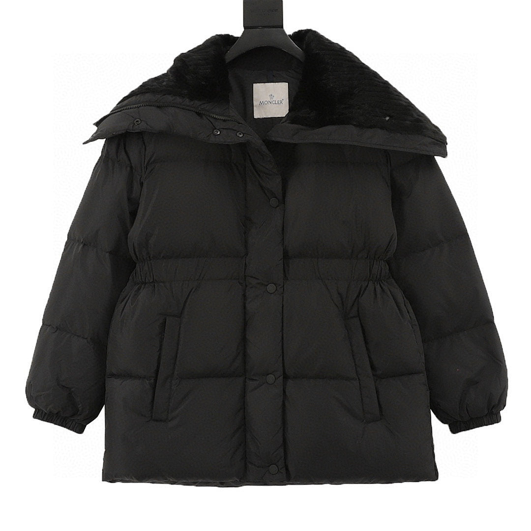 Moncler Brasseurs Women's Wide-Collar Down Jacket - Black - front view