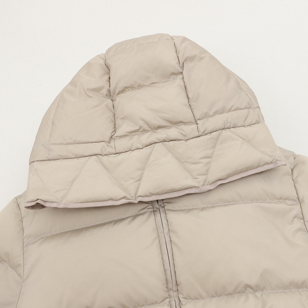 Moncler Avoce Women's Fitted Hooded Down Jacket - Taupe - detail 1