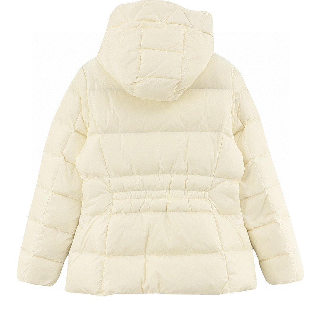 Moncler Avoce Women's Fitted Hooded Down Jacket - Ivory - back view