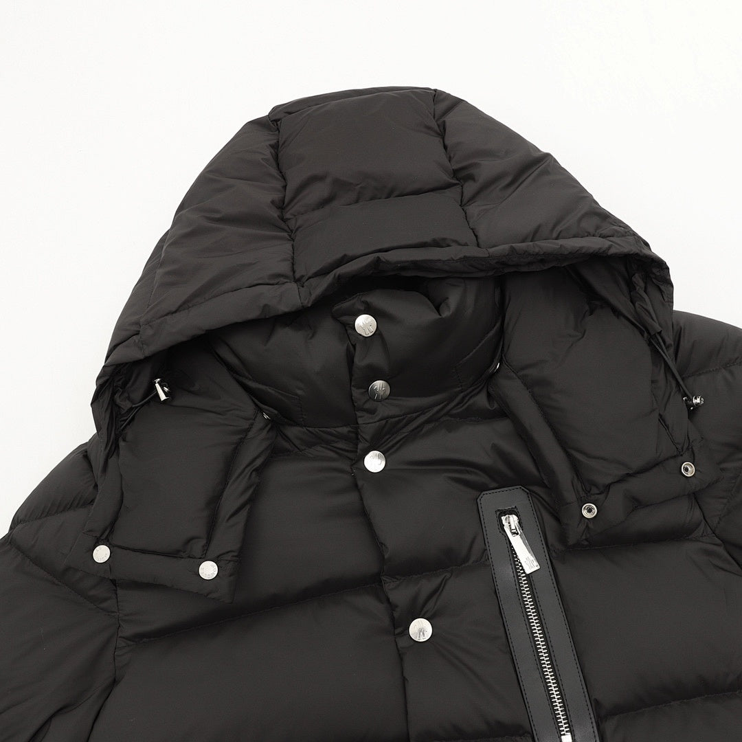 Moncler Drawstring Hooded Down Jacket - Black - detail 1