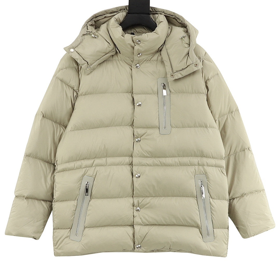 Moncler Drawstring Hooded Down Jacket - Light Khaki - front view
