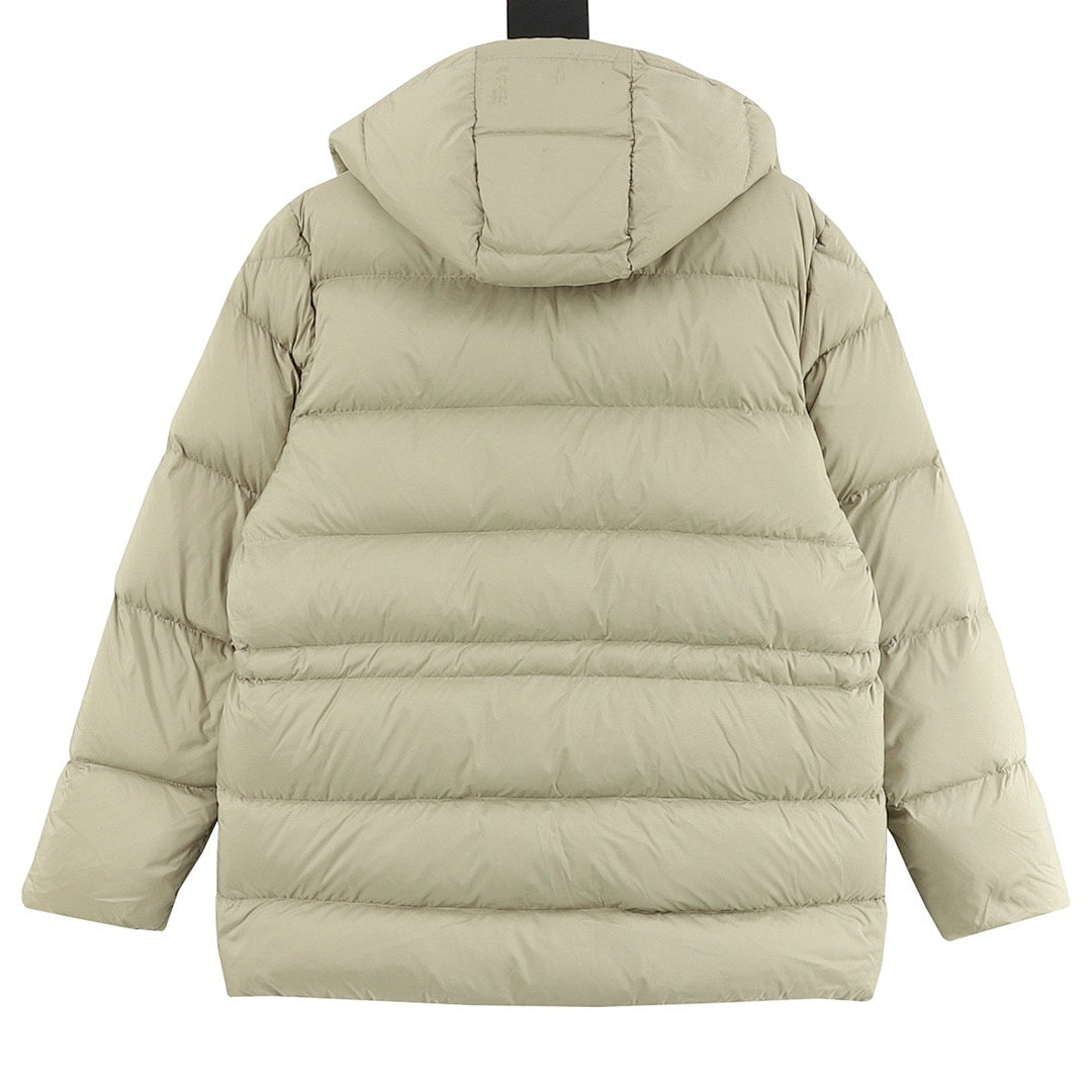 Moncler Drawstring Hooded Down Jacket - Light Khaki - back view