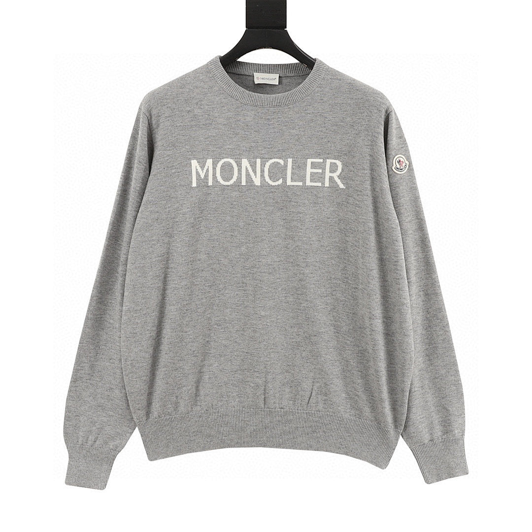 Moncler Letter-Logo Crewneck Sweater - Gray - front view