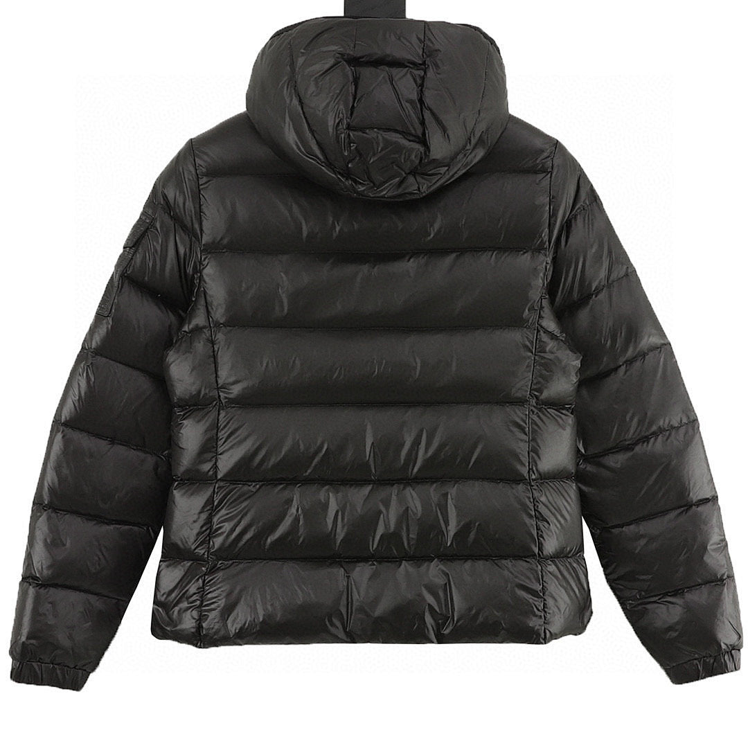 Moncler Women's Tape-Trim Hooded Down Jacket - Black - back view