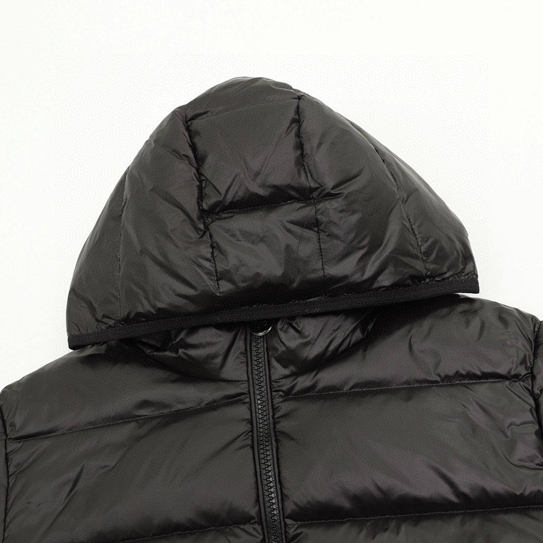 Moncler Women's Tape-Trim Hooded Down Jacket - Black - detail 1