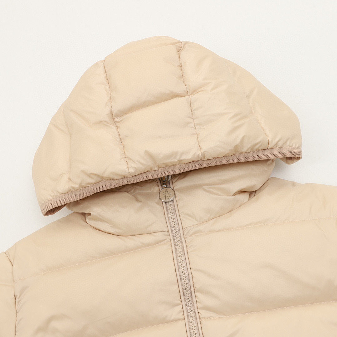 Moncler Women's Tape-Trim Hooded Down Jacket - Beige - detail 1